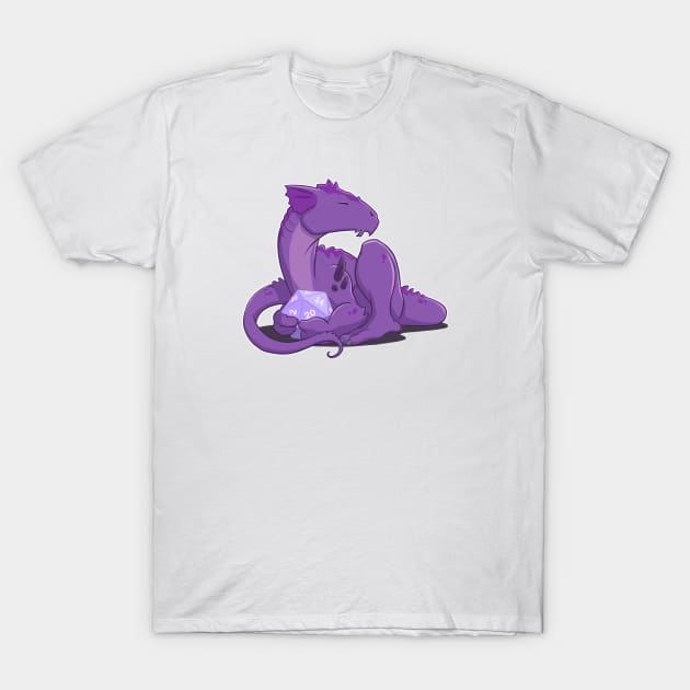 Amethyst Dragon d20 T-Shirt by jpowersart